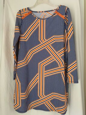 Cabana Life geometric print 'Orange Drive' sun protective dress